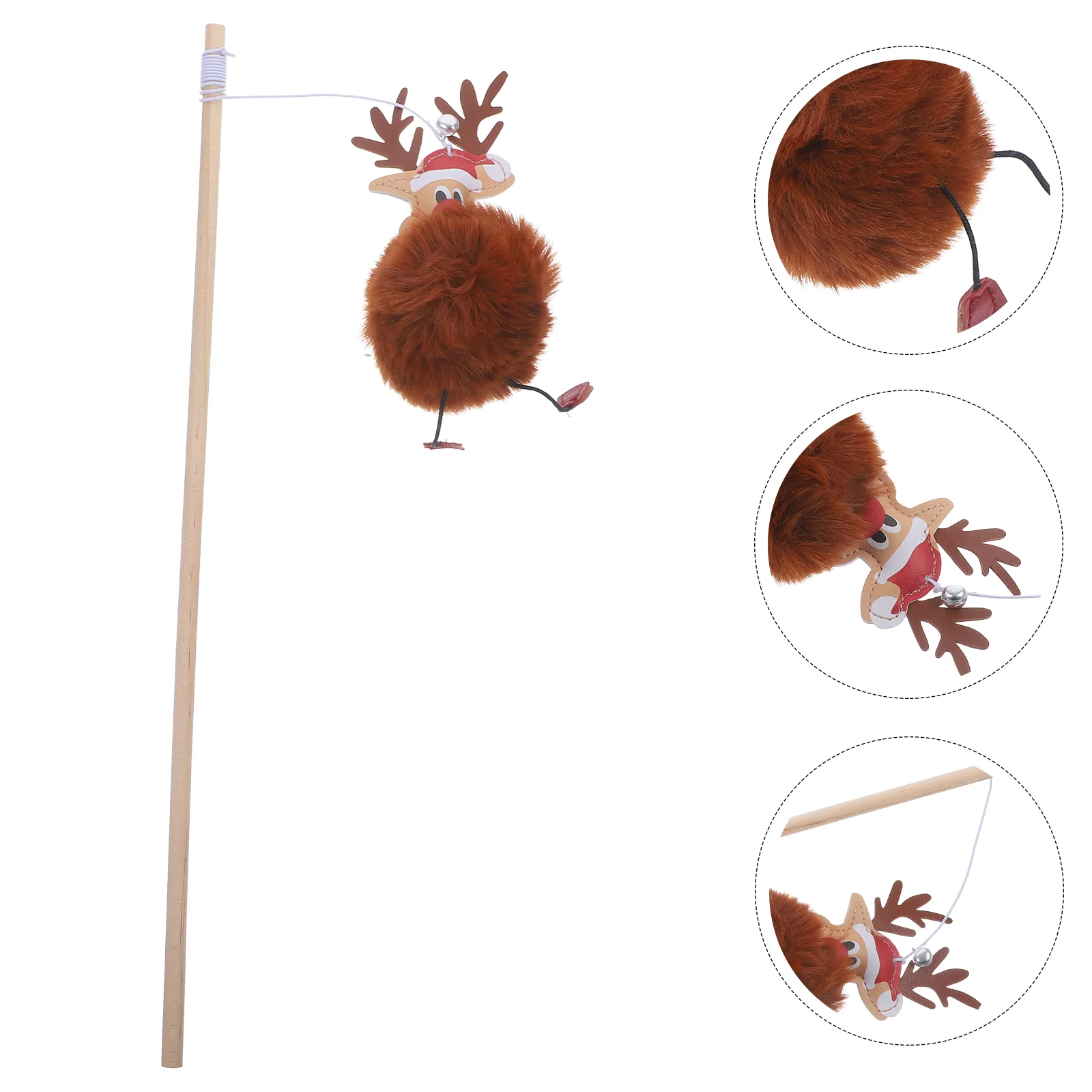 

Interactive Cat Toy Christmas Elk Plush Cat Stick Kitten Playing Teaser Wand Toy With Bell Training Pet Supplies