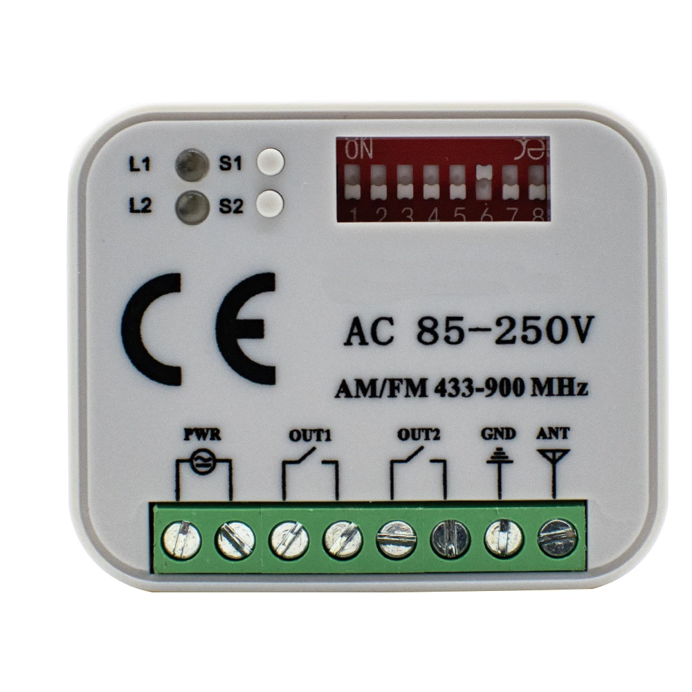 

Универсальная частота 300-900 МГц приемник для гаражных ворот AC DC 9-30 В переменного тока 85-250 В 2-канальный модуль переключателя 433 868 МГц передатчик