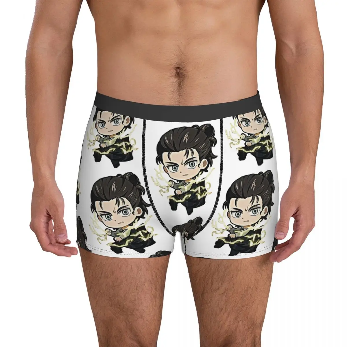 

Chibi Eren Underwear eren yeager anime manga aot Pouch Trenky Boxershorts Sublimation Boxer Brief Stretch Man Panties Plus Size