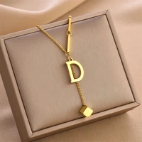 gothic fashion letter titanium steel choker necklace for woman hip hop party girls sexy clavicle chain alphabet pendant jewelry