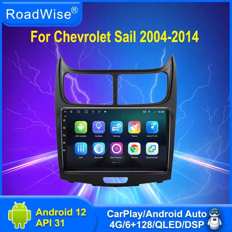 Roadwise 8+256 Android Car Radio For Chevrolet Sail 2004 - 2012 2013 2014 Multimedia Carplay 4G Wifi Navi GPS 2Din DVD Autoradio