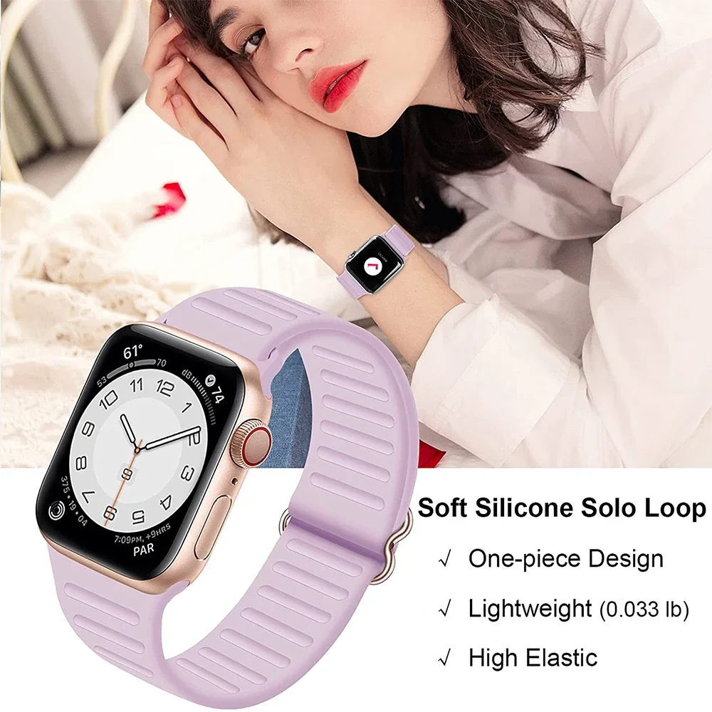 Adjustable Stretch Silicone Solo Loop Band for Apple Watch 44mm 41mm 45mm 40mm 42mm 38mm Sport Stretch Strap for iWatch 7 6 se 5