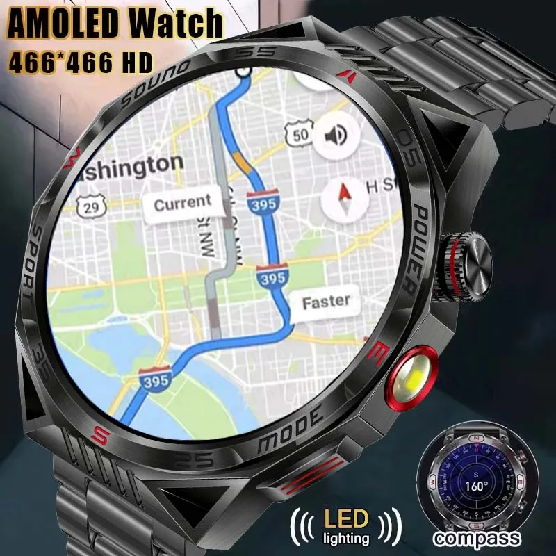 Новинка 2024 мужские Смарт-часы Huawei Xiaomi со светодиодной подсветкой компасом