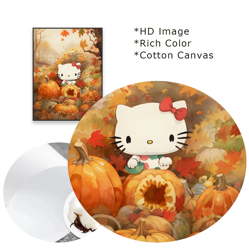 Милый кавайный настенный художественный постер Hello Kitty осень Хэллоуин кавайная