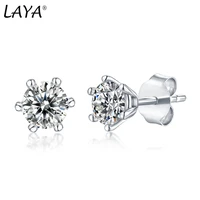 laya s925 sterling silver temperament wedding 0 5ct 1ct moissanite stud earrings for women simple boutique fine trendy jewelry