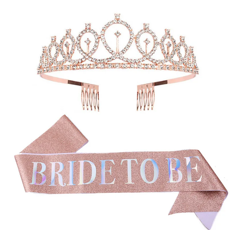 

Розовое золото атласная корона для невесты