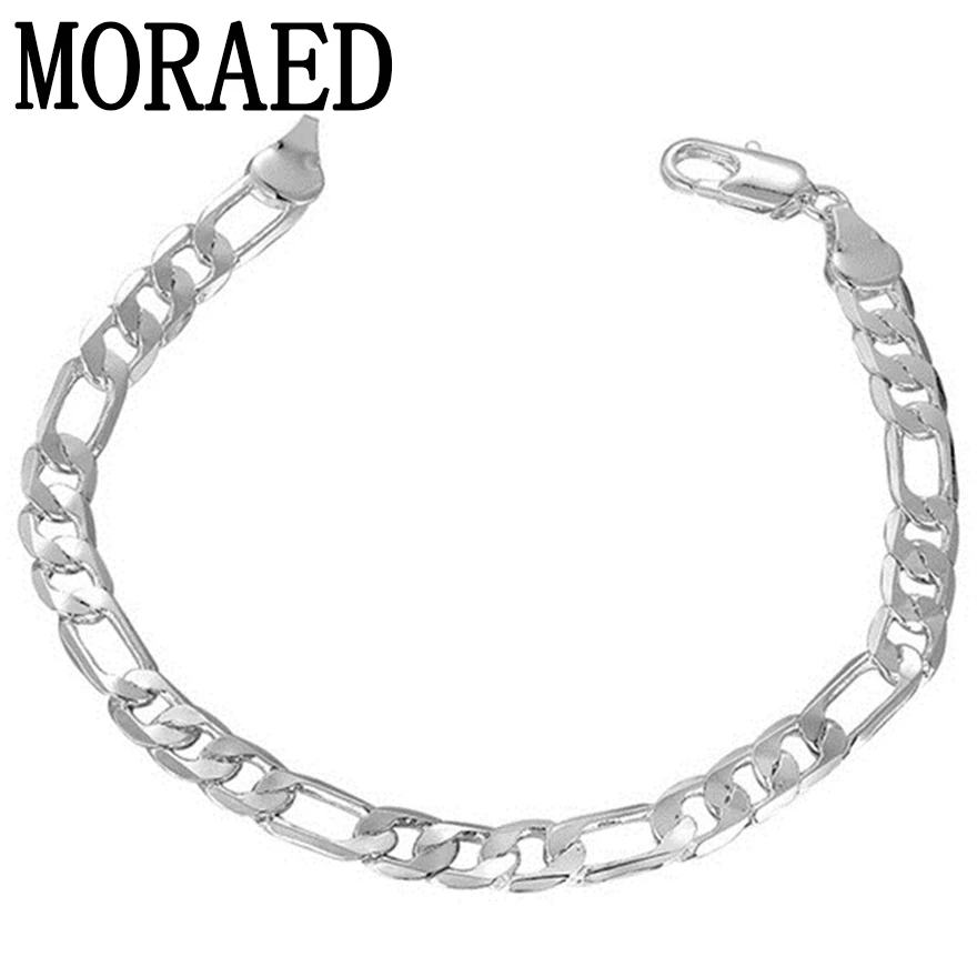 

Классический браслет из серебра 925 пробы, 4 мм/6 мм/8 мм/12 мм, браслет-цепочка для женщин и мужчин, Модная бижутерия, серебряный браслет-цепочка ...