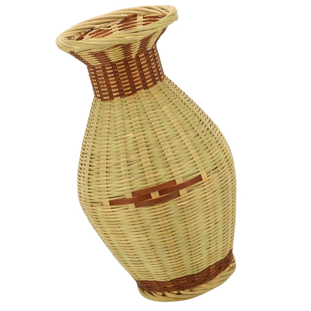 

Bamboo Vase Exquisite Flower Basket Stable Base Wedding Vases Woven Dried Holder Weaving Container Office Vintage Decor