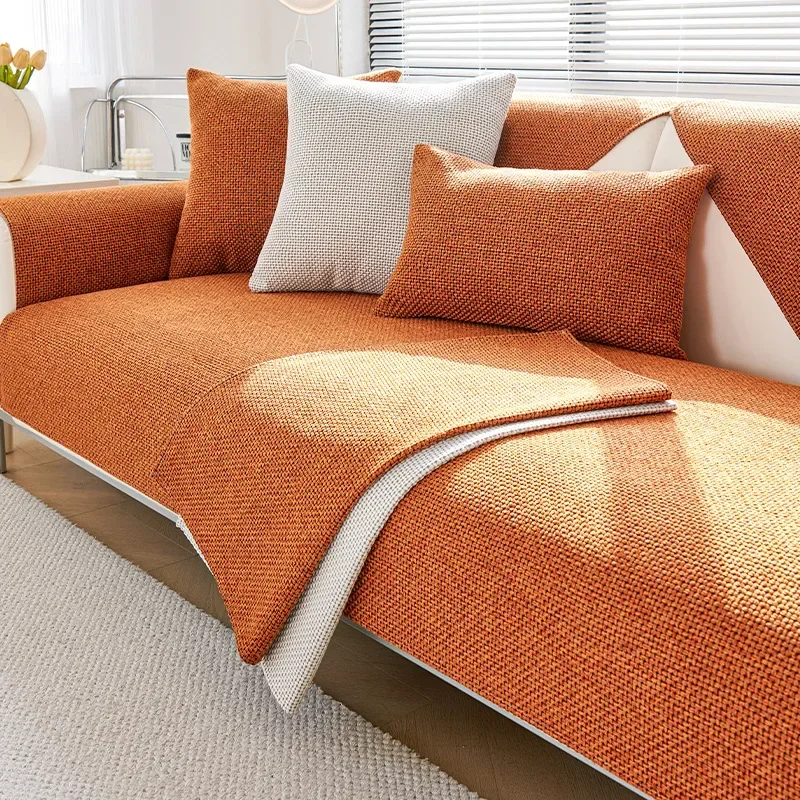 

Однотонные хлопковые льняные чехлы для дивана