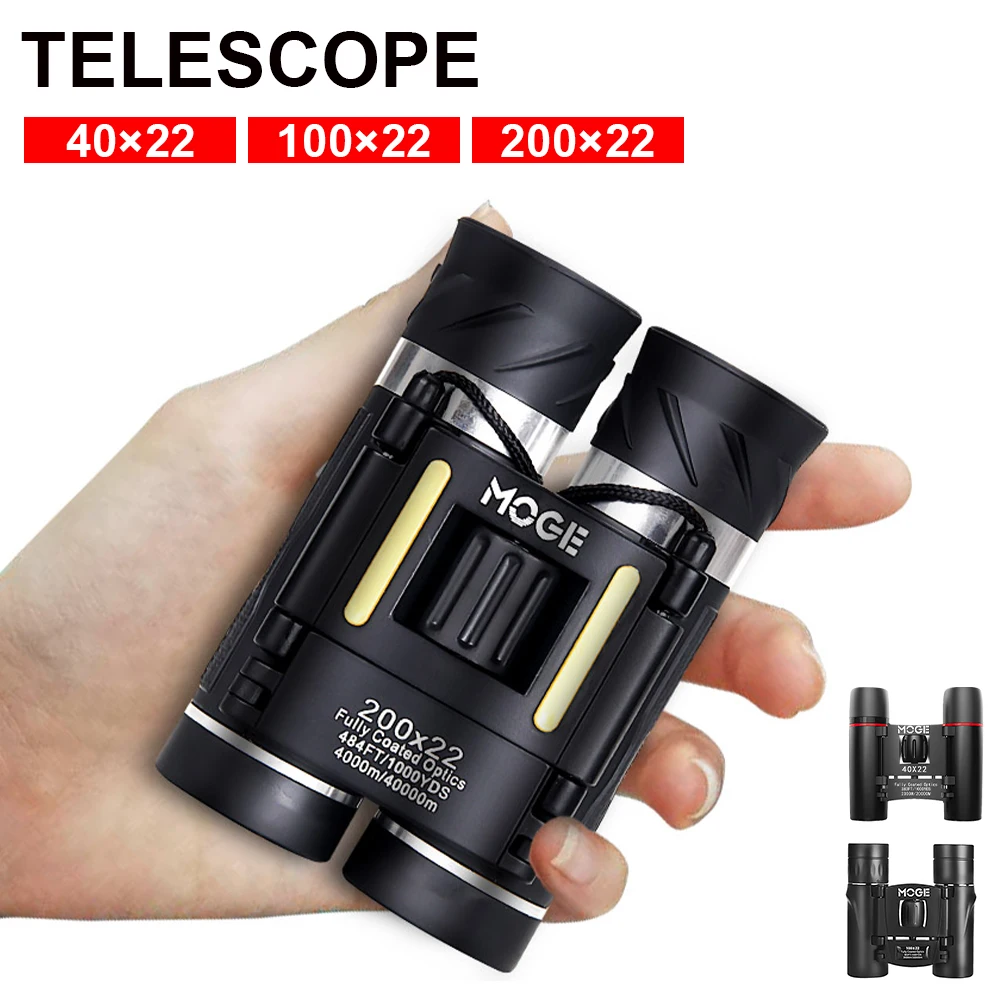 

200x22 Professional HD Binoculars BAK4 Micro Telescope 40000m Folding Telescopes High Magnification For Hiking Hunting Travel