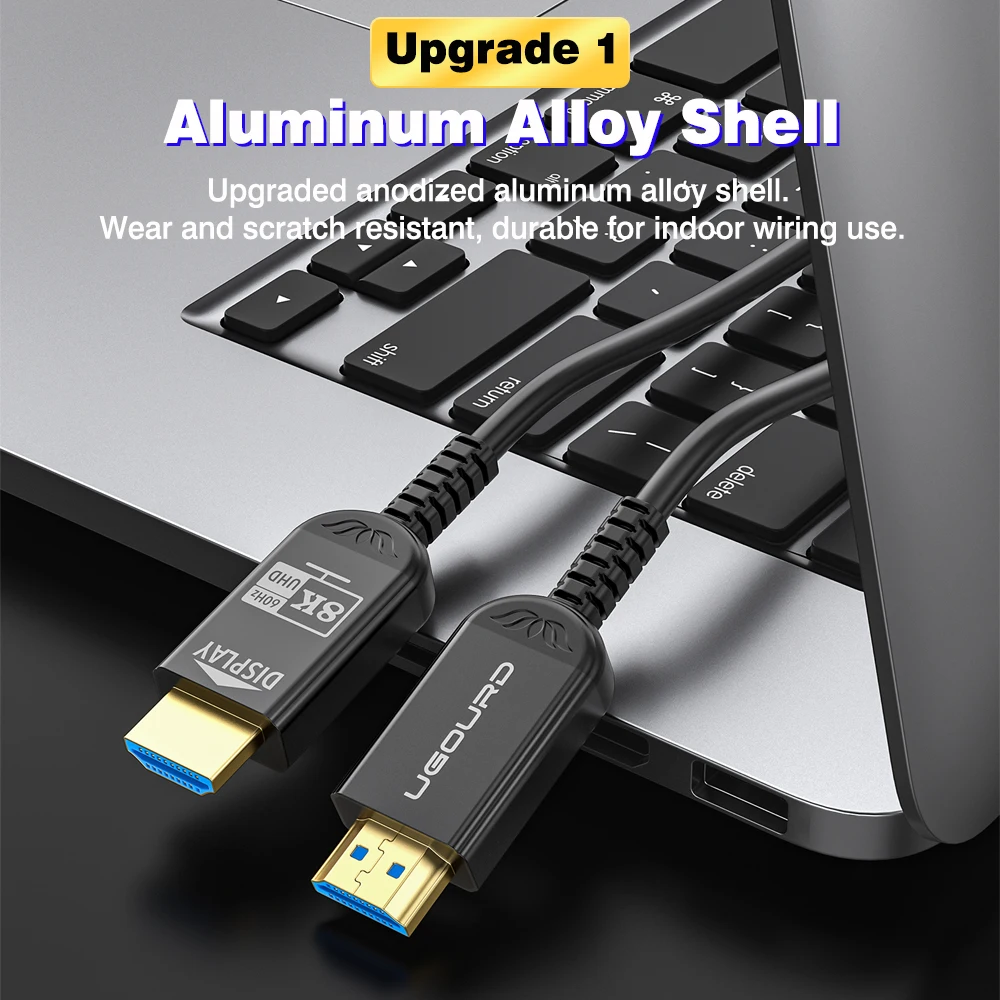 Фото Оптоволоконный кабель UGOURD HDMI 2.1, активный оптический кабель AOC HDMI по оптоволокну, 8K60Hz 4K 120Hz, для больших расстояний, 7.5м - 20м 30м 50м 100м №2