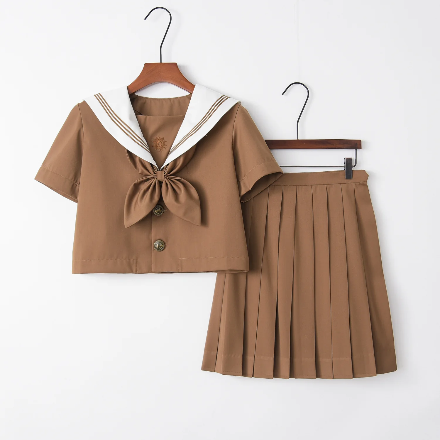 

JK Uniform Brown Sailor Suit Short/long Sleeve Japanese School Uniforms Girls Middle Suit Summer Suit Women's Pleated Skirt