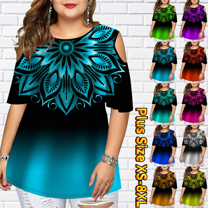 

Новинка лета 2022, новый дизайн, топы с принтом, сексуальный женский джемпер с коротким рукавом и открытыми плечами, новый дизайн, джемпер с принтом, свободная футболка размера