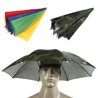 portable head mounted umbrella 55cm sun shade lightweight camping fishing hiking festival outdoor parasol foldable cap umbrella