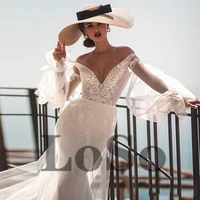 vintage mermaid wedding dress v neck puff sleeve exquisite appliques tulle sweetheart glitter gown vestido de novia women