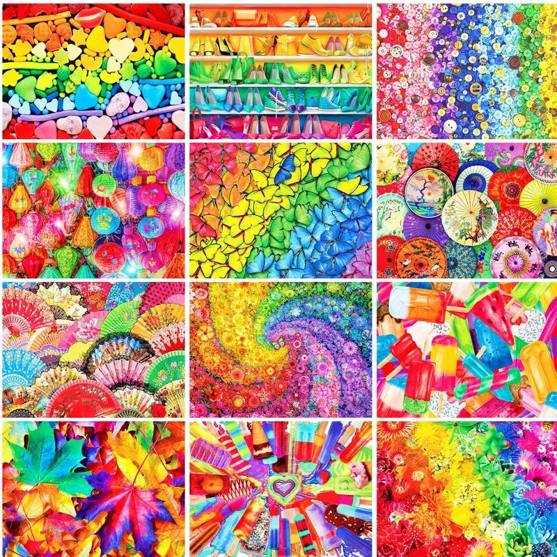 

RUOPOTY Paint By Number Colorful Candy Kits For Adults Handpainted Coloring By Number Landscape On Canvas Home Decoration DIY Gi