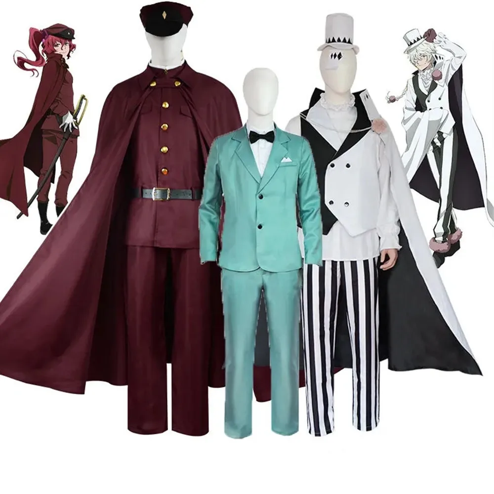 

Anime Bungo Stray Dogs Season 4 Tetchou Suehiro Teruko Okura Nikolai Gogol Mushitarou Oguri Cosplay Costume Hunting Team Suit