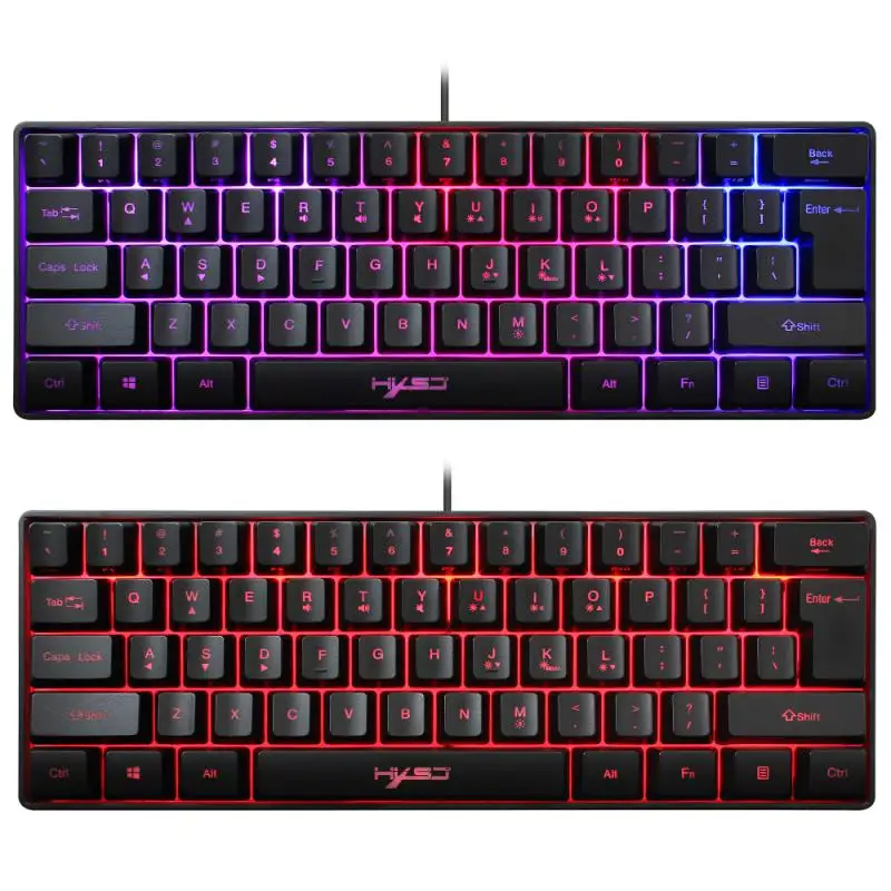 

Practical Wired Mechanical Keyboard Low-latency 61 Keys Keyset For Pc Notebook Laptop Keyboard Universal 5 Gear Backlight