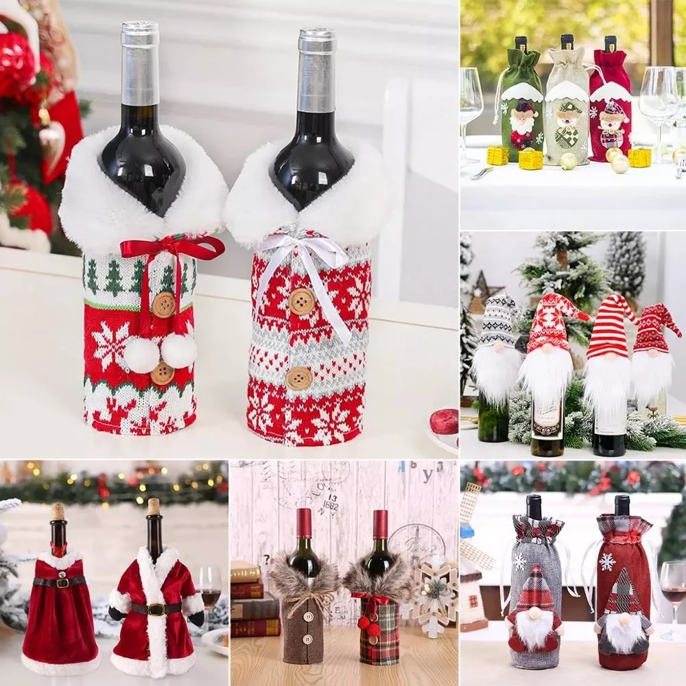 

Christmas Wine Bottle Cover Merry Christmas Decoration For Home 2022 Christmas Ornaments Decor Happy New Year 2023