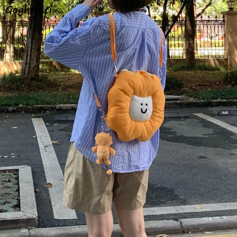 

Cute Cartoon Backpacks Women Zipper Shoulder Cross-body All-match Fun Designs Kawaii Students Backpack Soft Portable Rucksack