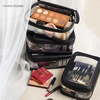 rownyeon wholesale low moq custom clear plastic pvc makeup cosmetic skincare product case with zipper