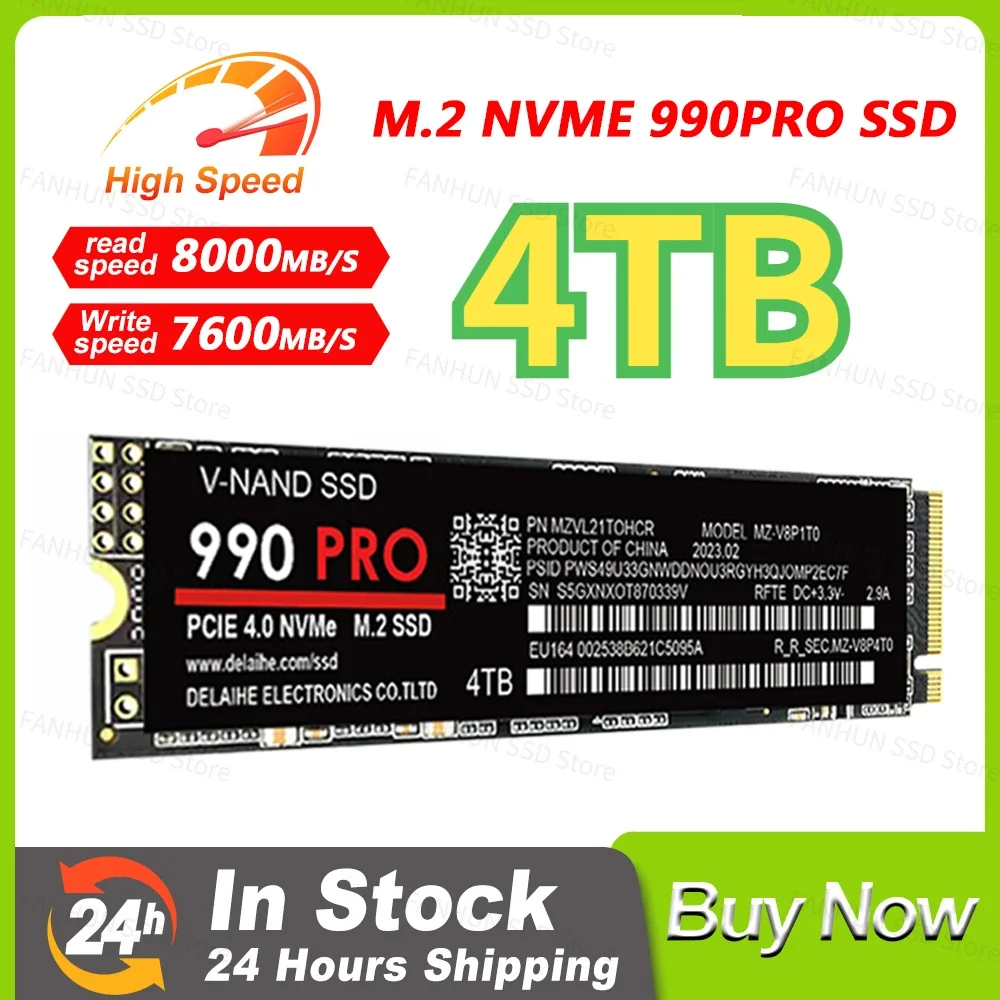 

M.2 990 pro 4TB 2TB 1TB 500GB Hard drive disk NVME 2.5 inch ssd TLC 500MB/s internal Solid State Drives for laptop desktop PS5