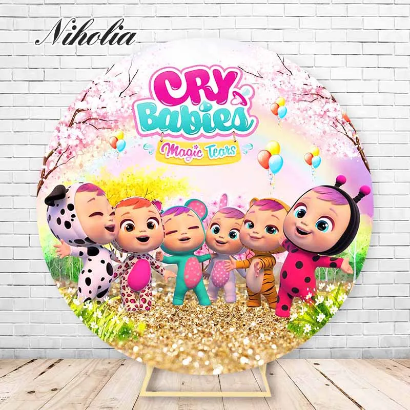

Niholia Cry Babies Magic Tears Backdrops Birthday Photography Background Custom Circle Decor Banner Colorful Photo Studio Props