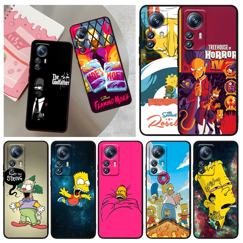 

Cartoon The Simpson Phone Case For Xiaomi Mi 13 12T 12S 12X 12 11 11T 11i 10T 10 9 Pro Lite Ultra 5G Funda Black Cover