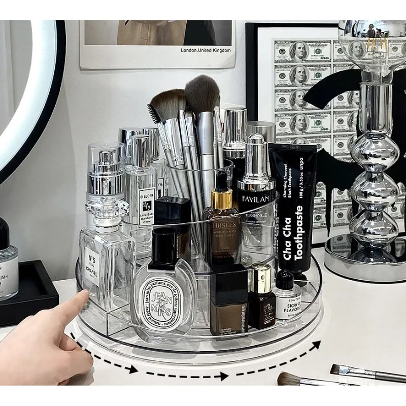 

Rotating Cosmetics Storage Box Light Luxury Storage Tube Cosmetics and Skin Care Product Storage Rack