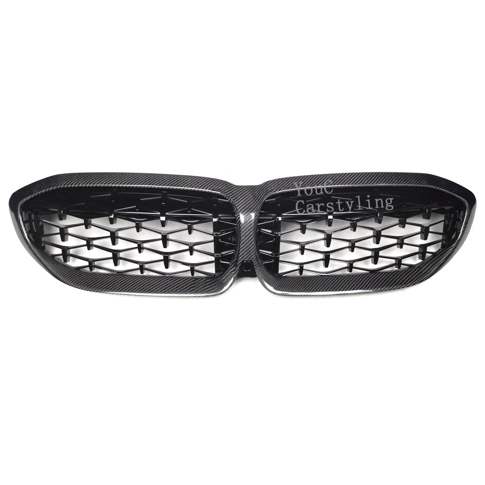 

Решетка из углеродного волокна G20 Diamond Style для BMW 3 серии G20 G21 318i 320i 330i M340i Решетка переднего бампера 2019-2022, черная