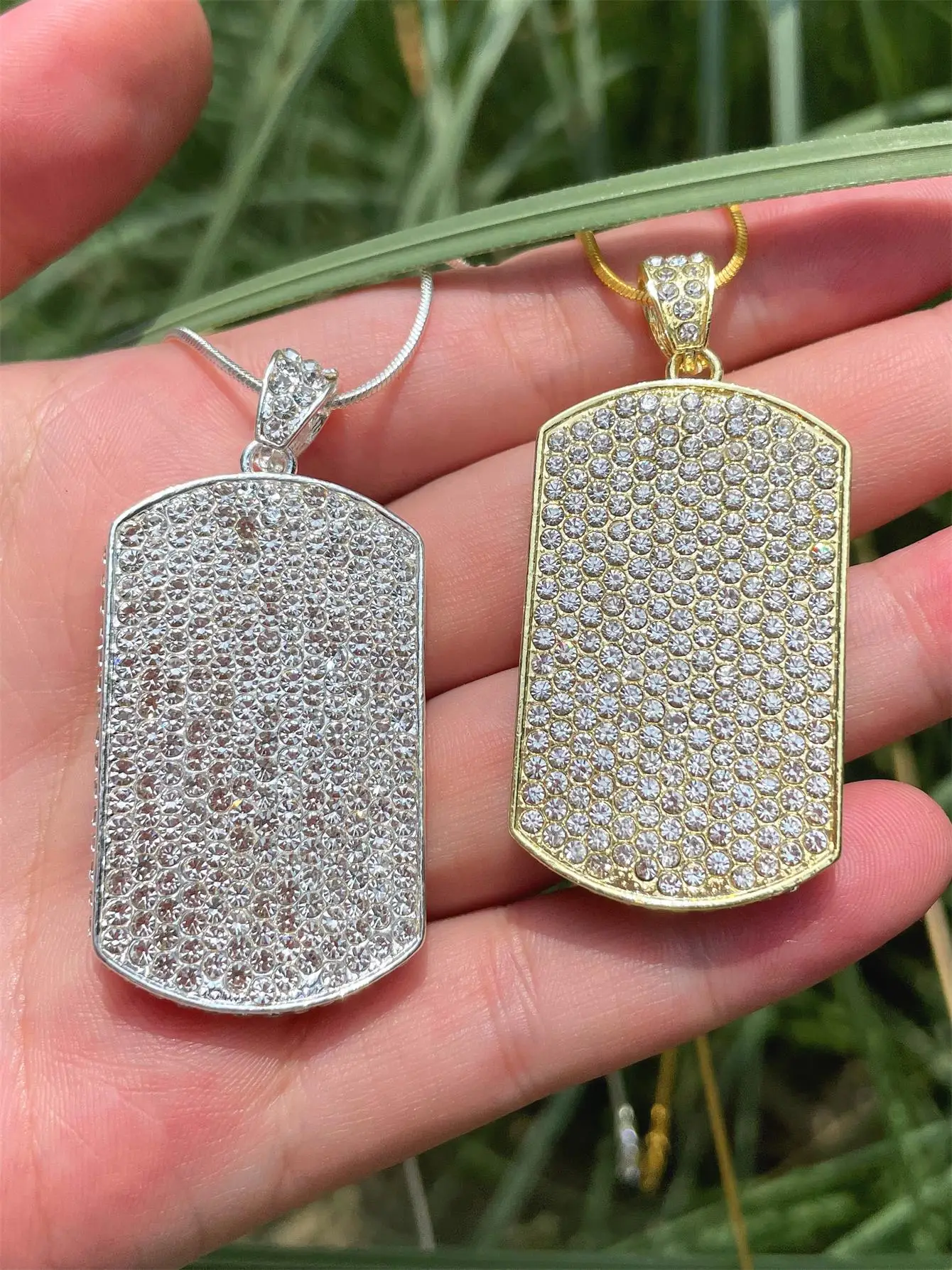 

ANGLANG Rectangle Silver Colour Cubic Zirconia PENDANt Party Wedding Necklace for Unisex Pendant Bridal Charm Engagement Jewelry
