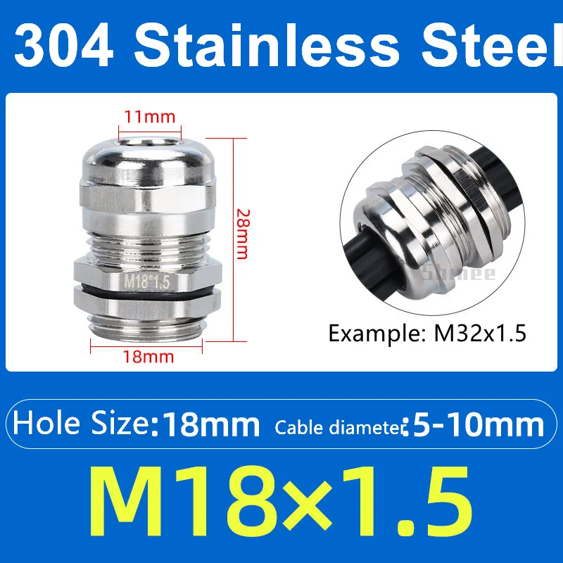 

Водонепроницаемые кабельные вводы из нержавеющей стали Inox M6-M18