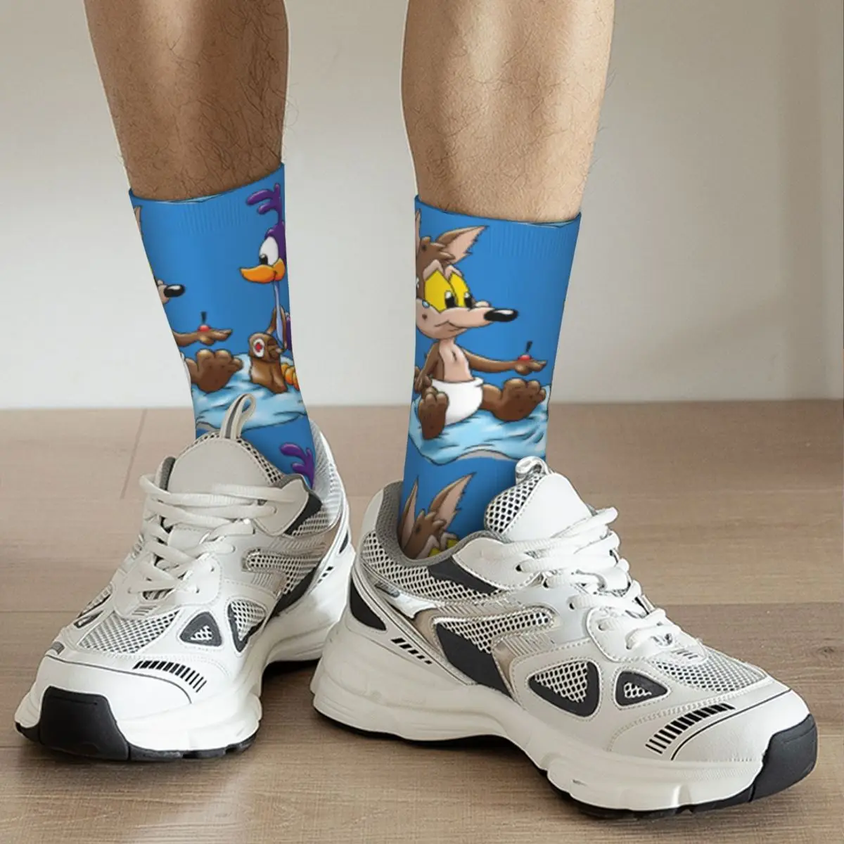 Hip Hop Vintage Doctor Helps Me Crazy Men's Compression Socks Unisex Roadrunner Animation Amusing Fight Street Style Crew Sock