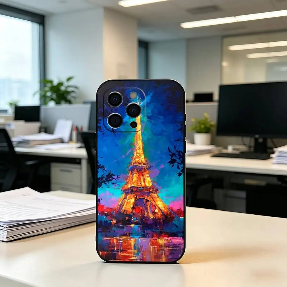Фото Чехол для телефона P-Paris Art Eiffel Tower для iPhone 17, 16, 15, 14, 13, 12, 11 Plus, Pro Max и других моделей, мягкий, черный №5