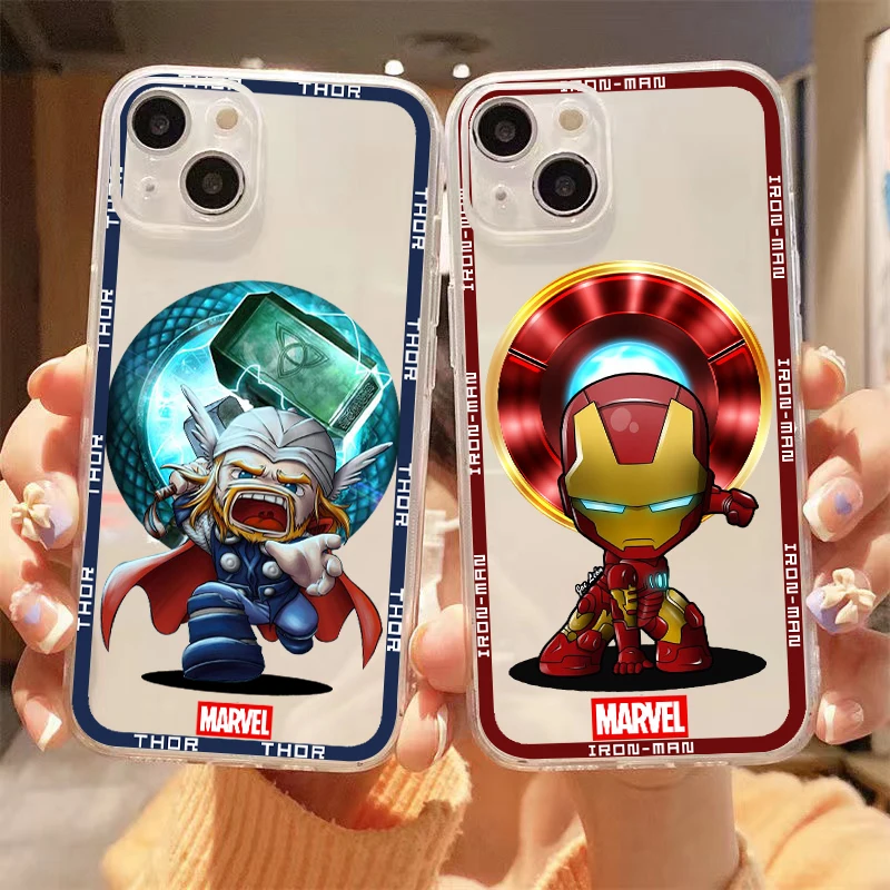 

Spiderman Venom Iron Man Thor For Apple iPhone 13 12 11 Pro Max Mini X XR XS Max SE 6 6S 7 8 Plus Clear Phone Case Shell