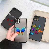 colorful butterflies phone case for iphone 13 12 11 7 8 plus mini x xs xr pro max matte transparent cover