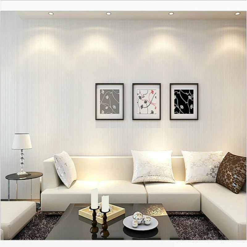 

3D флокированные однотонные полосатые нетканые обои, Классические водонепроницаемые обои для спальни, гостиной, простой экологичный домашн...