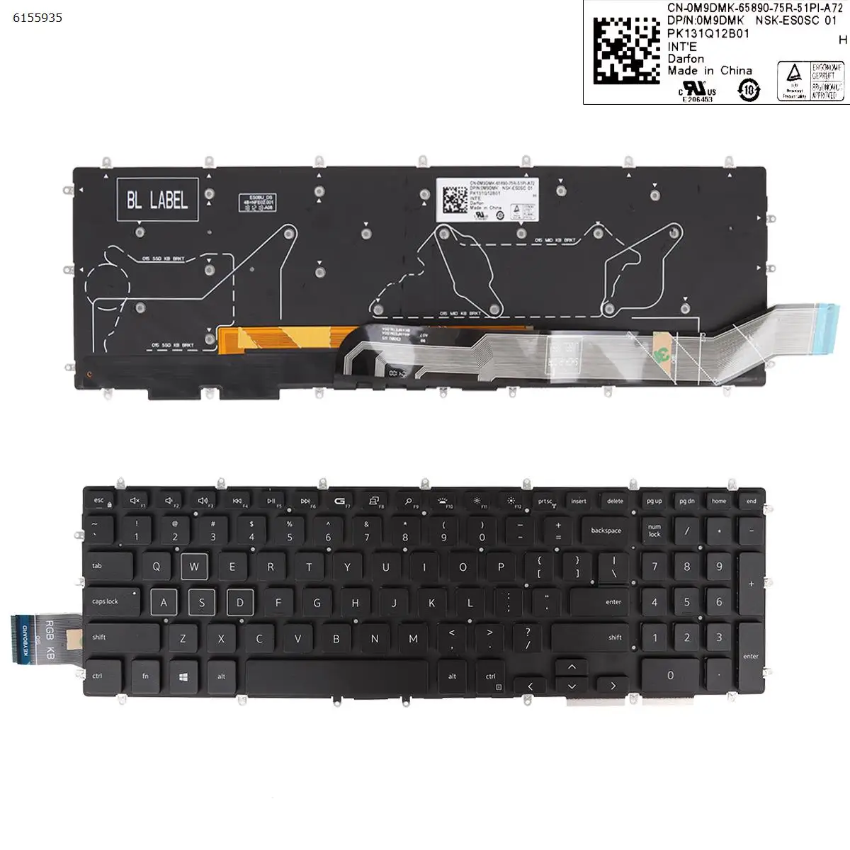 

US Laptop Keyboard for DELL 3595 17 3790 3793 17 3780 3781 3782 3785 5565 5567 3580 3581 3582 BLACK Full Colorful Backlit