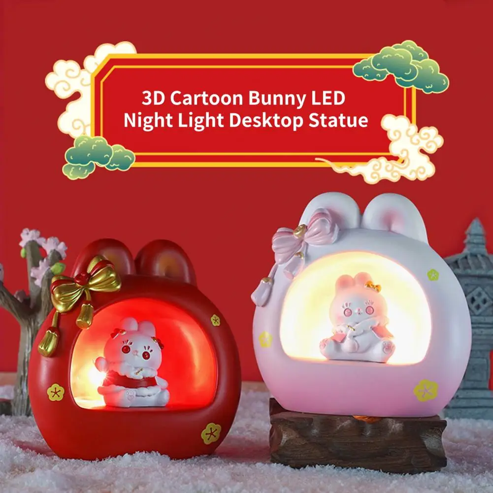

Светодиодная мультяшная лампа из смолы, мультяшное оформление, мягкое освещение, милый мультяшный кролик, детский ночник, украшение для соз...