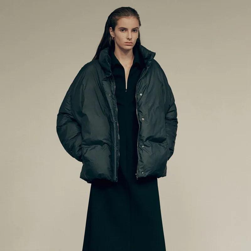 

Простой стиль, осень и зима, универсальная свободная пуховая куртка с воротником для волос, женские повседневные модные пальто, женская куртка