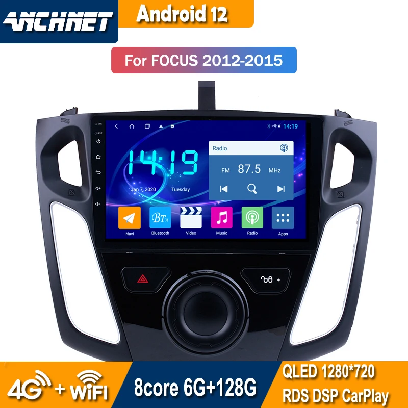 

9 INCH 6G+128G Android 12 Car GPS Navigation for ford focus 2012-2015 Stereo Audio Radio DSP CARPLAY