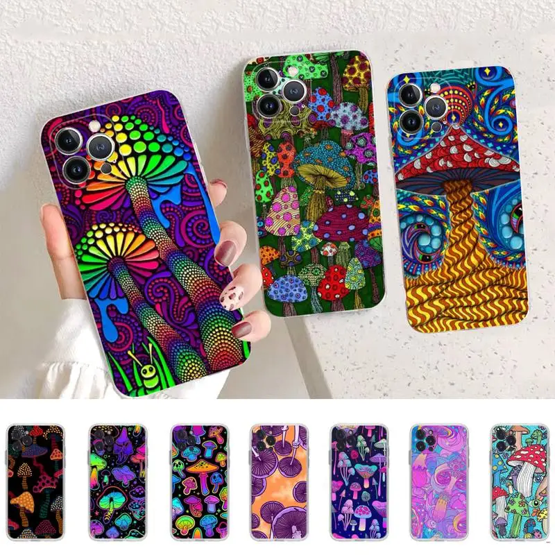 

YNDFCNB Mushroom Phone Case For iPhone 14 11 12 13 Mini Pro XS Max Cover 6 7 8 Plus X XR SE 2020 Funda Shell