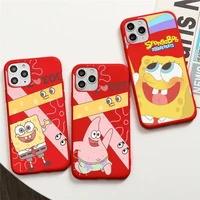 cute cartoon spongebob squarepants best friends phone case for iphone 13 12 11 pro max mini xs 8 7 6 6s plus x se 2020 xr red