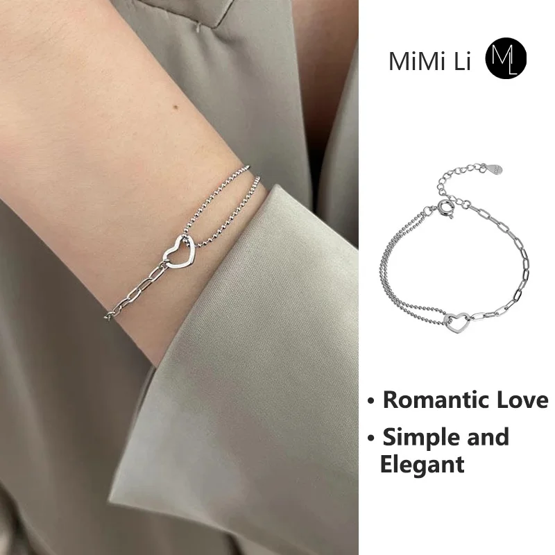 

Romantic Love Bracelet Girlfriend Gift Korean version Double layer splicing Hollowed out Fashion University Student Date Jewelry