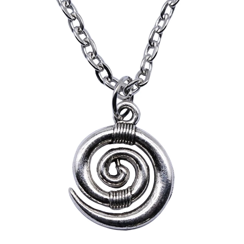 

Fashion Jewelry Antique Silver Color Spiral Symbol Chain Necklace for Cool Girl