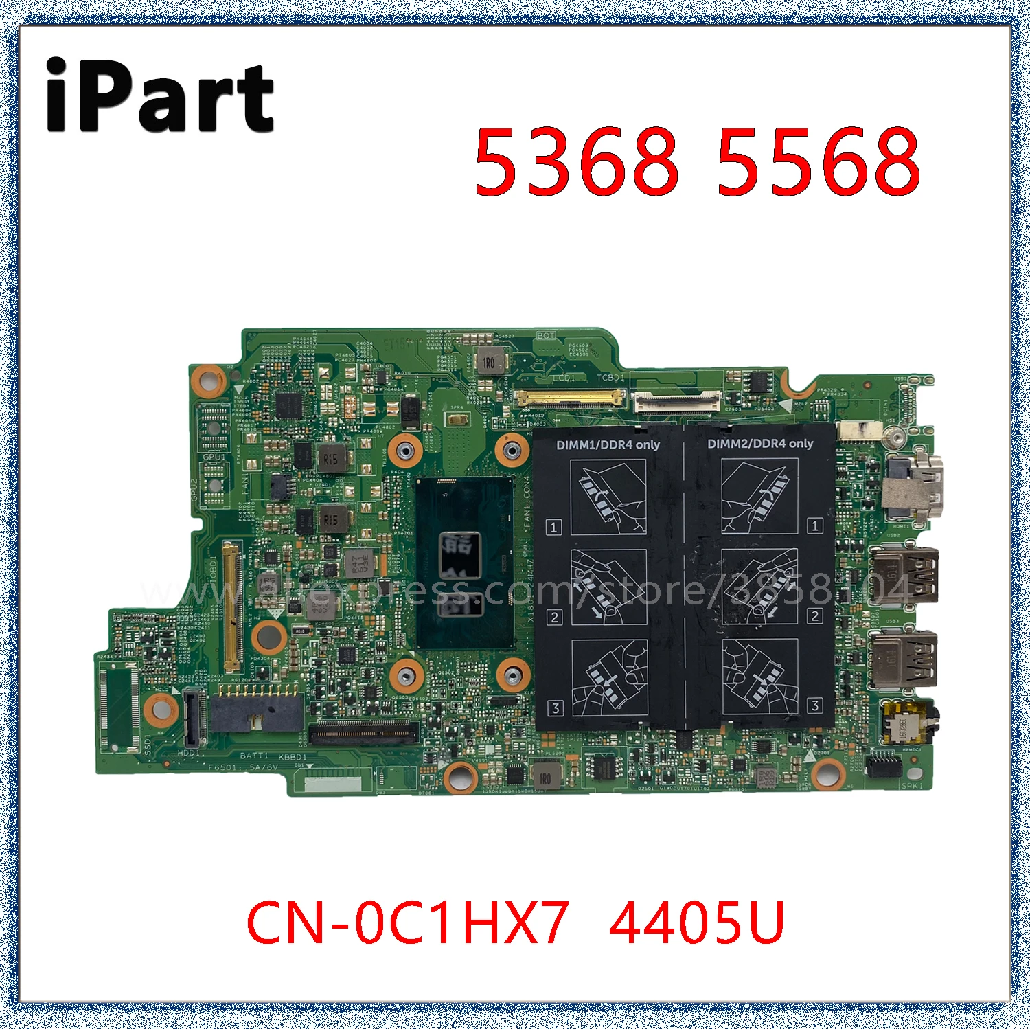 

For DELL Inspiron 5568 5368 7579 7368 3379 Laptop Motherboard With 4405U CN-0C1HX7 0C1HX7 15296-1 Mainboard