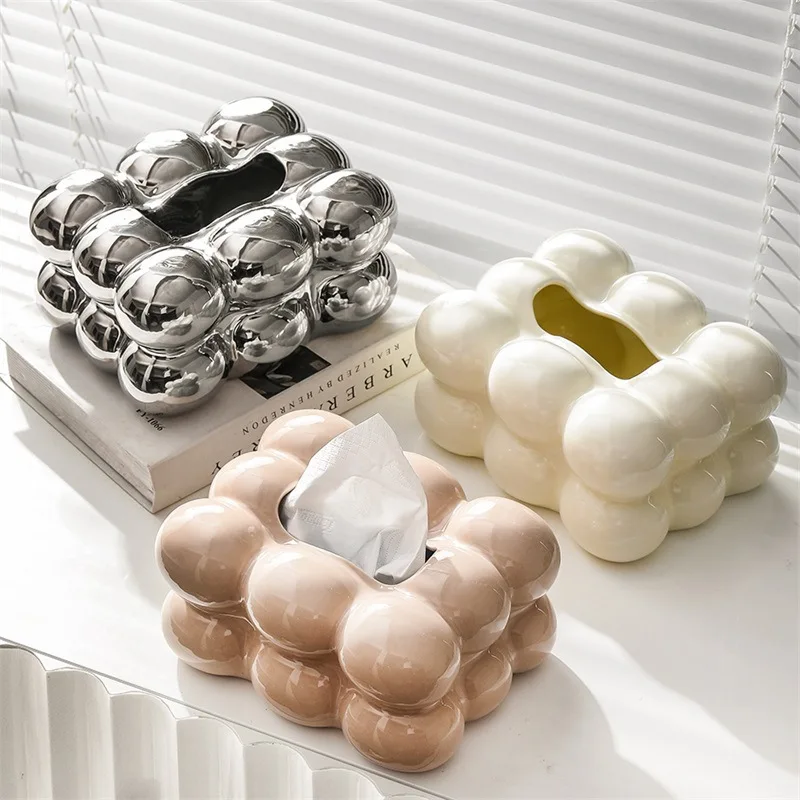 

Creative Ceramic Tissue Box Decoration Living Room Light Luxury Paper Extraction Box Good-looking Bathroom Face Cloth Box Home