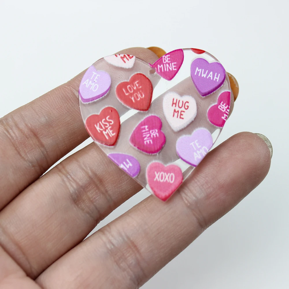 10 шт./подвеска в виде сердца на День святого Валентина акриловый кулон Kiss Me Love You