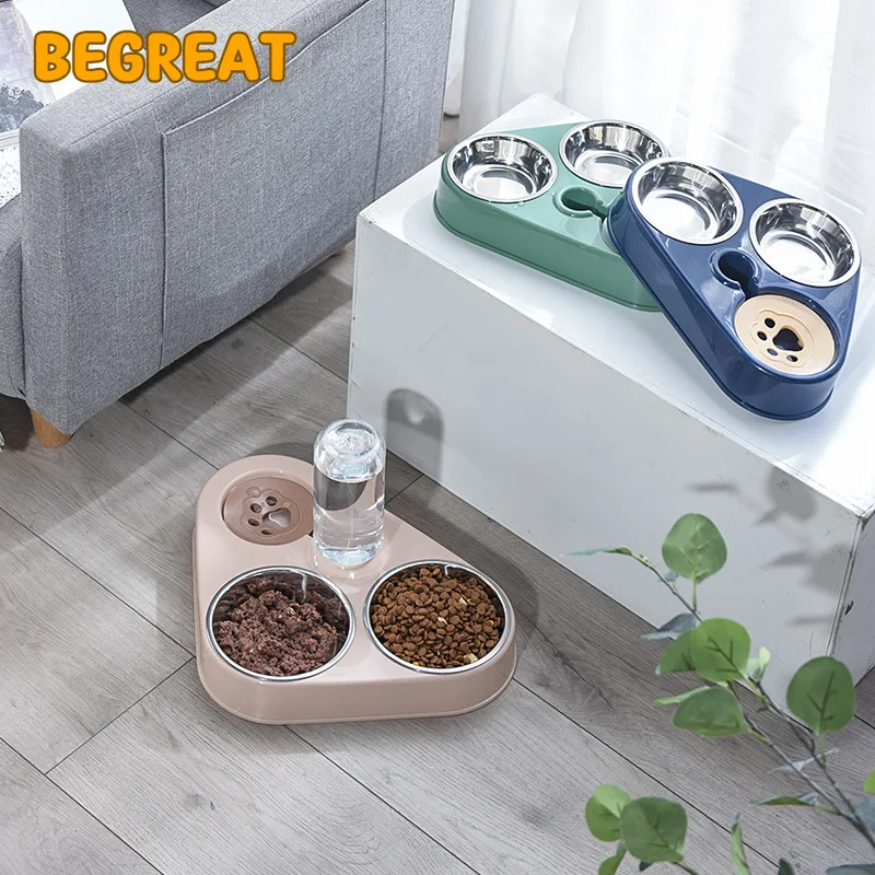 

BEGREAT Dog Двойная чаша автоматическая кормушка для домашних животных из нержавеющей стали поилка для кошек принадлежности для раковины 500 мл б...