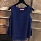 Весенние топы, женская рубашка, Новое поступление 2020, шифоновая блузка без рукавов, Летняя Повседневная Блузка с круглым вырезом, высокое качество, женская блузка